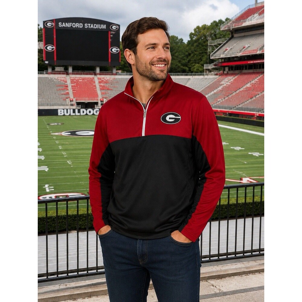 Georgia Bulldogs Colosseum Athletics Red Black 1/4 Zip Pullover Mens Large UGA